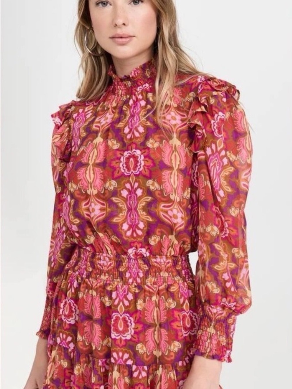 Misa Los Angeles Pink and Brown Floral Mini Dress